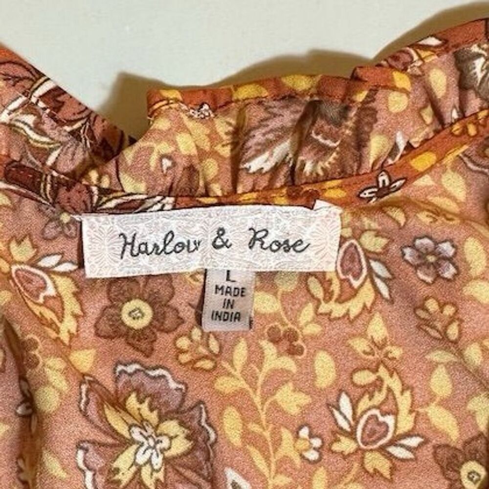 Harlow & Rose Women's Floral Tiered Swing Dress L Multicolor Casual - Picture 2 of 8